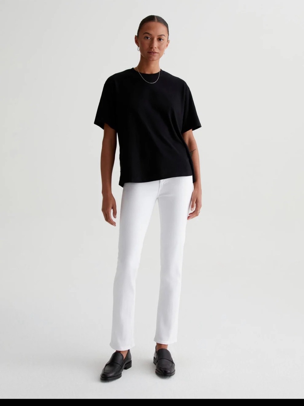 AG Jeans Mari High Rise Slim Straight, 1 year tonal white, size 24